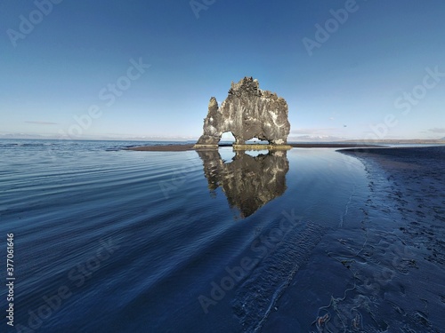 Hvitserkur, 15 m high basalt stack, eastern shore of the Vatnsnes peninsula, Iceland photo