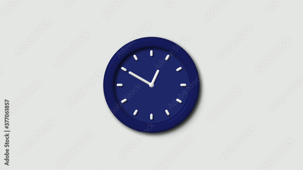 Blue dark counting down 3d wall clock icon on white background,clock icon Blue dark counting down 3d wall clock icon on white background,clock icon