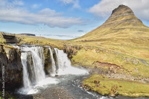 Kirkjufellsfoss Waterfall and Kirkjufell Mountain, Iceland