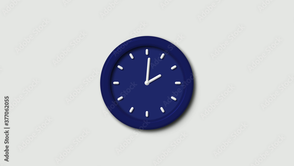 Blue dark counting down 3d wall clock icon on white background,clock icon Blue dark counting down 3d wall clock icon on white background,clock icon