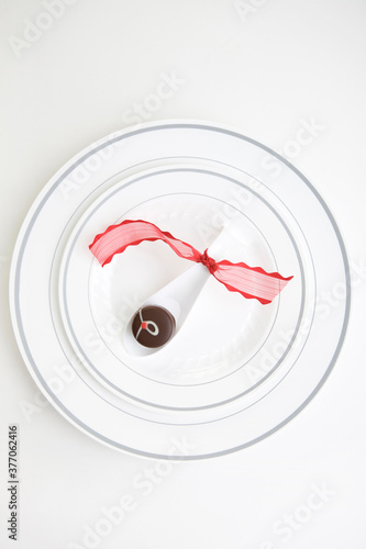 christmas ornament, chocolate on plate