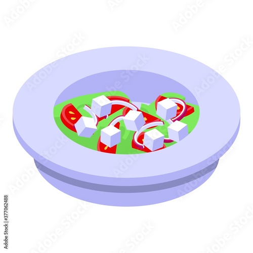Greek fresh salad icon. Isometric of greek fresh salad vector icon for web design isolated on white background
