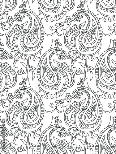 traditional Indian paisley pattern on  outline 