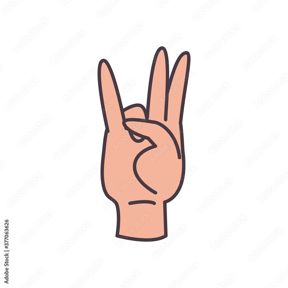 seven hand sign language line and fill style icon vector design seven hand sign language line and fill style icon vector design