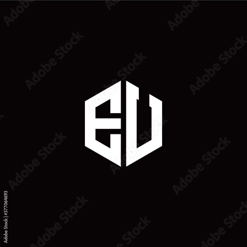 Initial E U letter with polygon modern style logo template vector