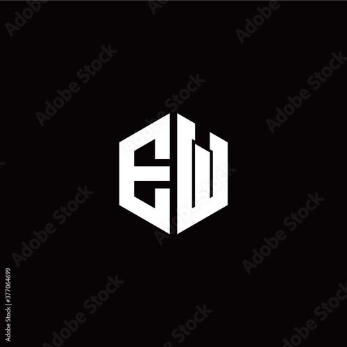 Initial E W letter with polygon modern style logo template vector