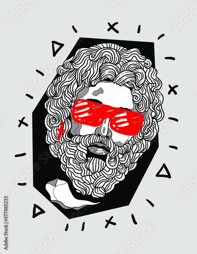 Asklepios of Melos. Vector illustration hand drawn. With glasses.