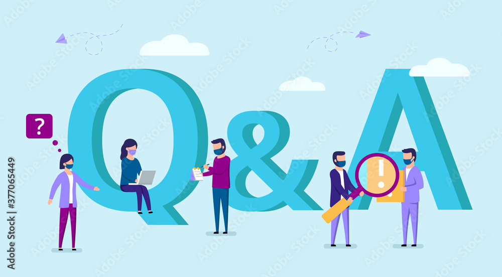 Question And Answer Vector Concept Illustration Of Young People In Masks Standing Near Letters. Group Of Busy Male And Female Characters. Cartoon Style Flat Women And Men With Letters Symbols Q And A Question And Answer Vector Concept Illustration Of Young People In Masks Standing Near Letters. Group Of Busy Male And Female Characters. Cartoon Style Flat Women And Men With Letters Symbols Q And A