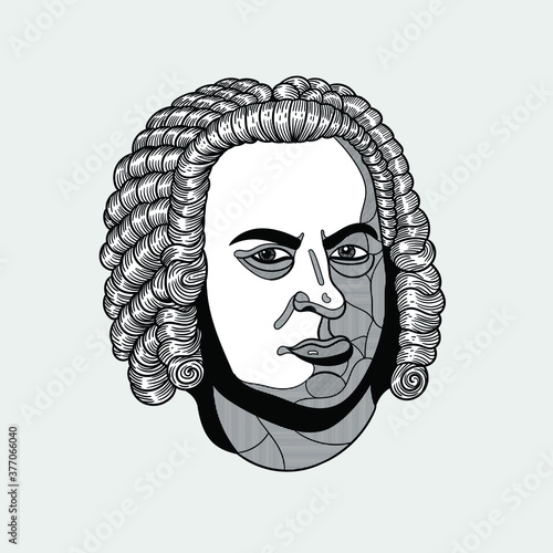Quadro su tela Johann Sebastian Bach. Vector illustration hand drawn.