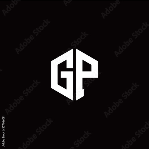 Initial G P letter with polygon modern style logo template vector