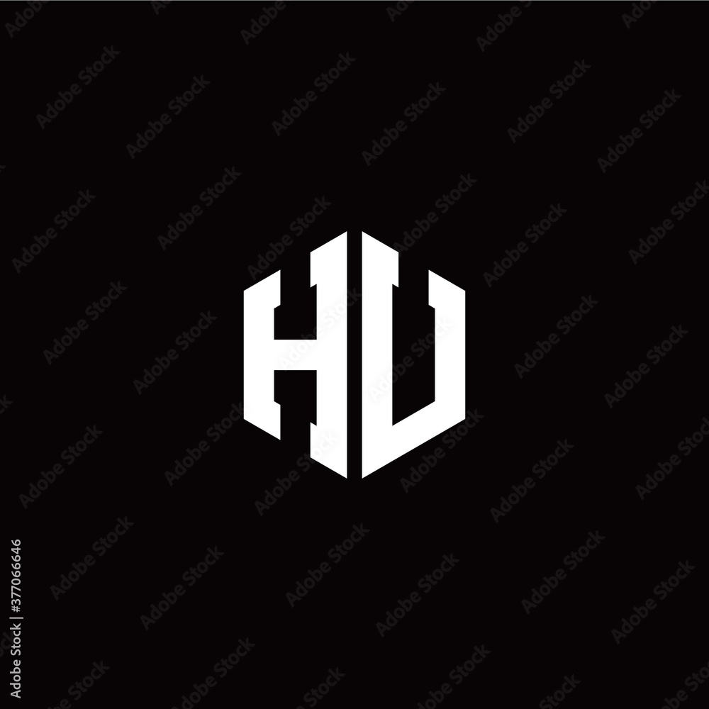 Initial H U letter with polygon modern style logo template vector Initial H U letter with polygon modern style logo template vector