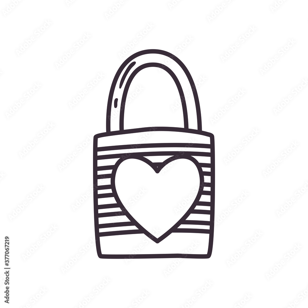 Heart on padlock line style icon vector design Heart on padlock line style icon vector design