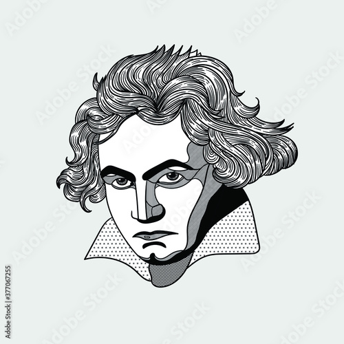 Ludwig van Beethoven. Vector illustration hand drawn. 