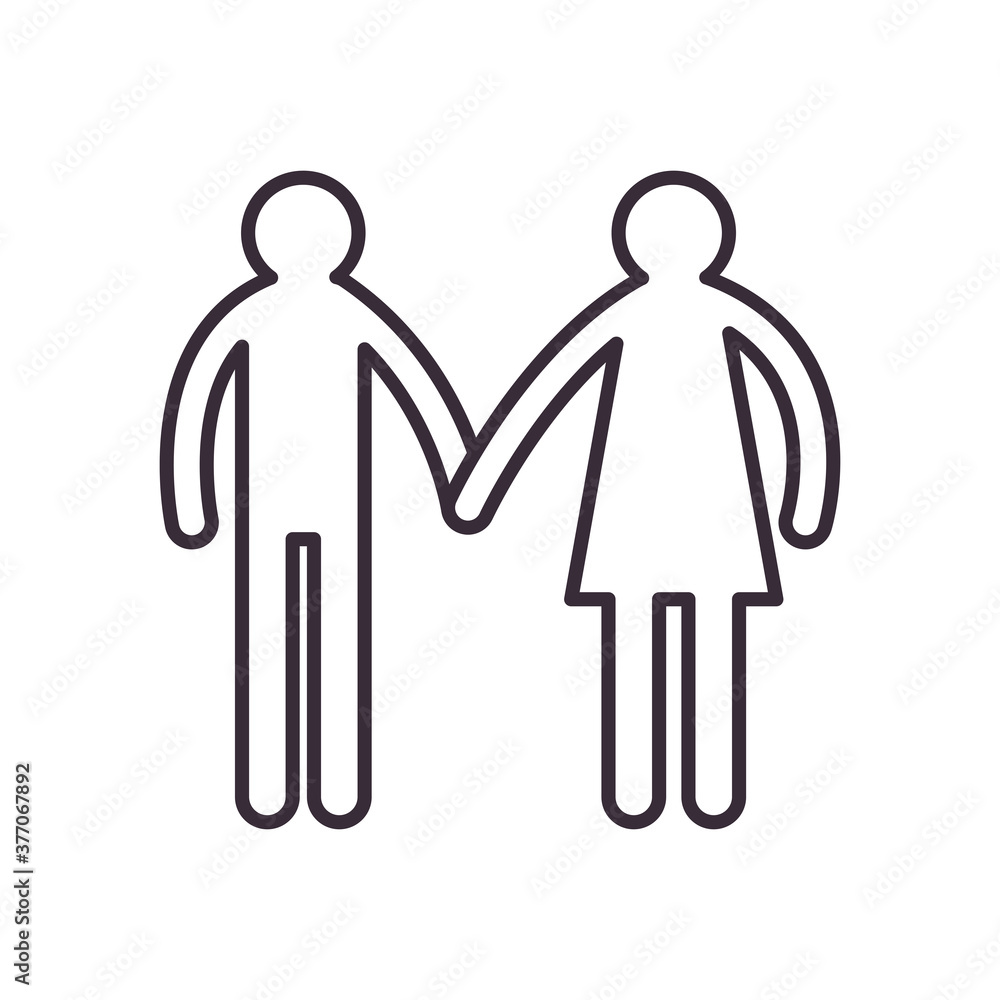 Couple of woman and man avatar line style icon vector design Couple of woman and man avatar line style icon vector design