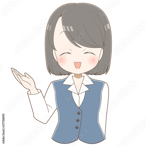 笑顔で手を差し出す女性社員