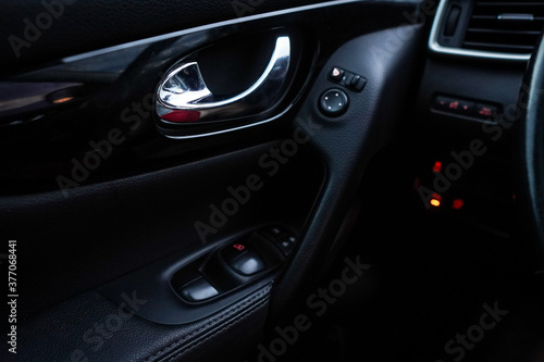 Black Modern car interior details.