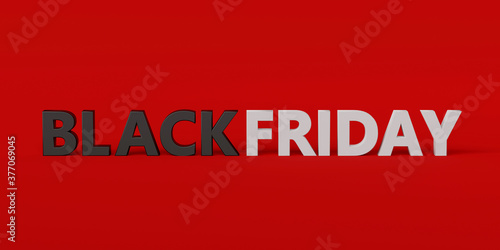 Banner of Text Black friday on a red background, 3d rendering © NuTz