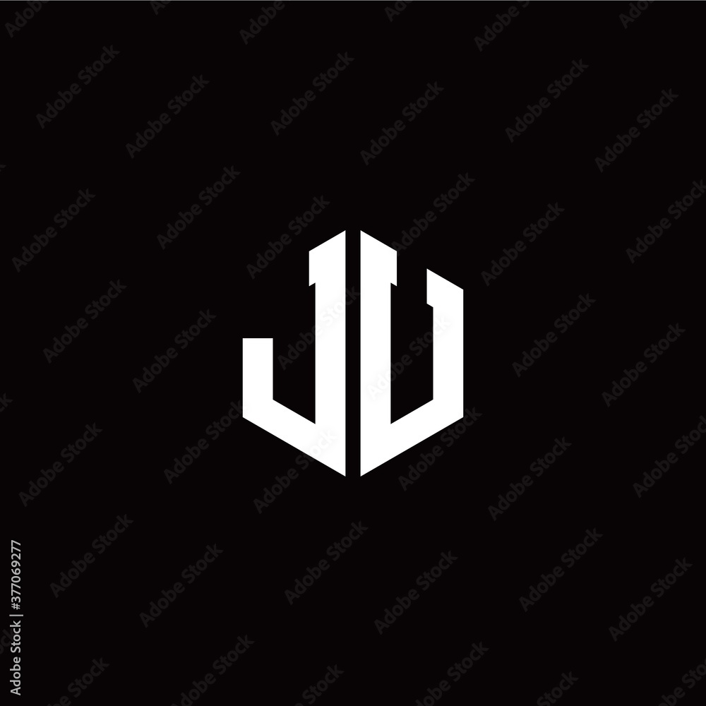 Initial J U letter with polygon modern style logo template vector