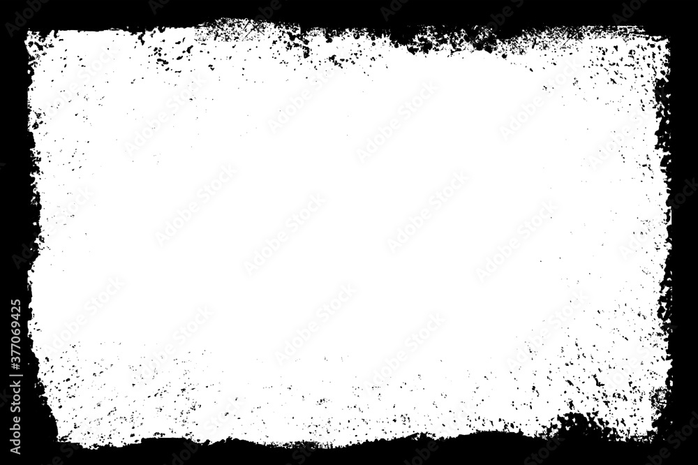 Grunge frame vector, grunge border damage frame background.Grungy stroke texture abstract old black ink on white template, vector illustration

