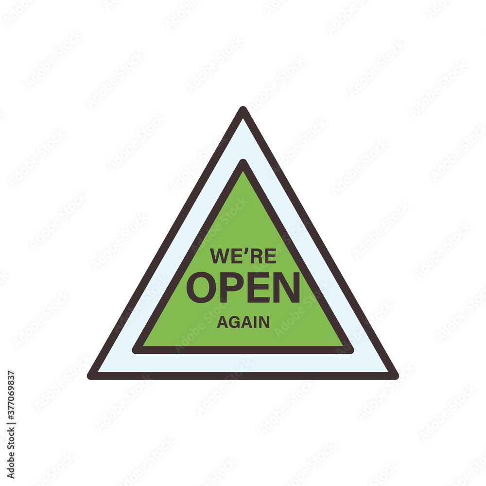we are open again triangle banner line and fill style icon vector design we are open again triangle banner line and fill style icon vector design