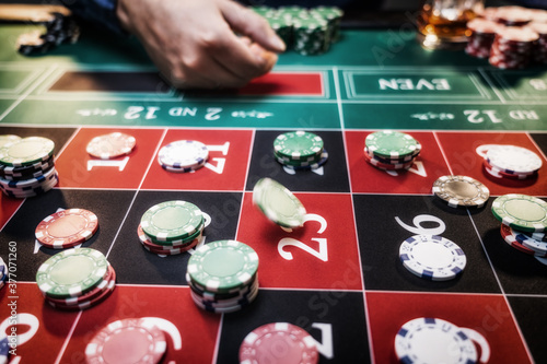 A Roulette table close up