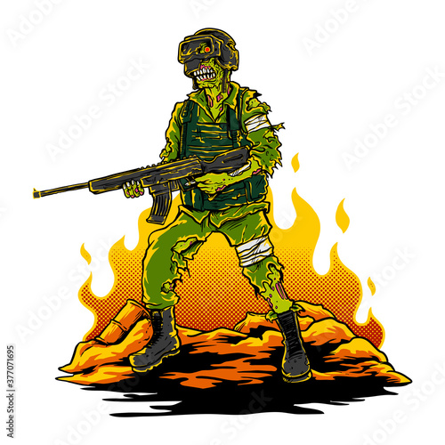 Vector Illustration of Zombie Soldier