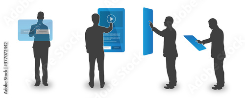 Touch Motion Silhouette Vector Set .
kiosk, digital signage use example. Customizable design files
