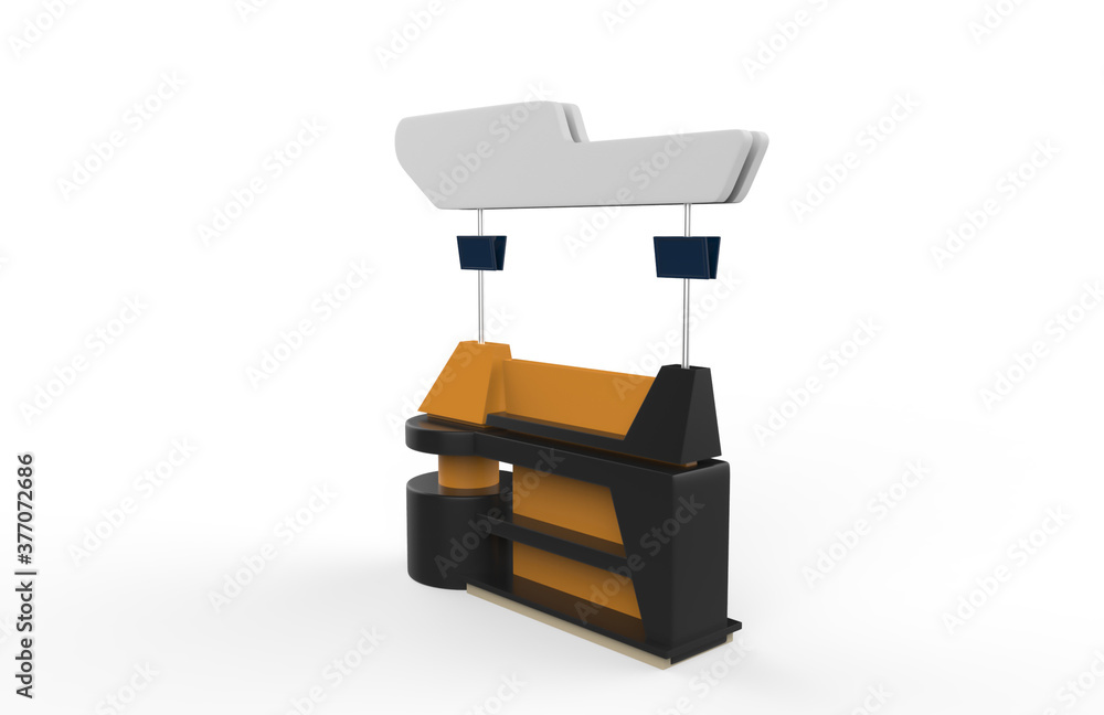food Trolley Cart on a white background. 3d Rendering food Trolley Cart on a white background. 3d Rendering