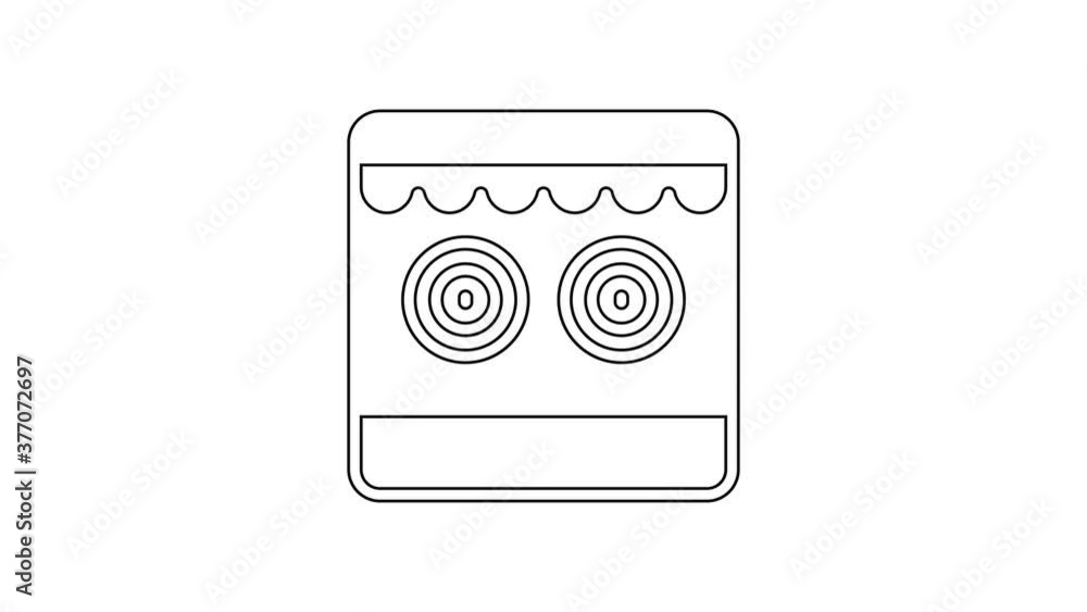 Black line Shooting gallery icon isolated on white background. 4K Video motion graphic animation. Black line Shooting gallery icon isolated on white background. 4K Video motion graphic animation.