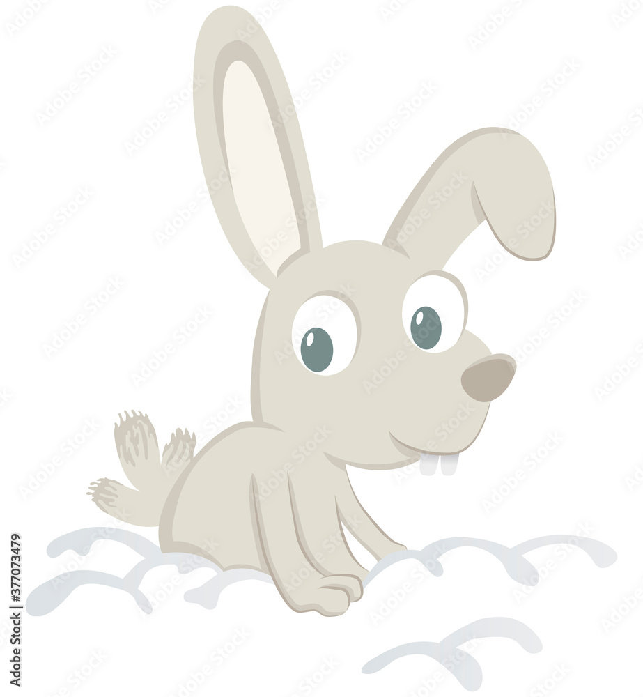 Obraz premium Cute rabbit. Vector illustration of a cute rabbit in the snow