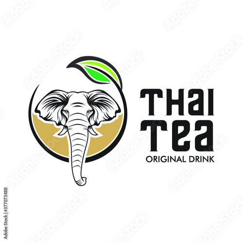thai tea drink logo design template