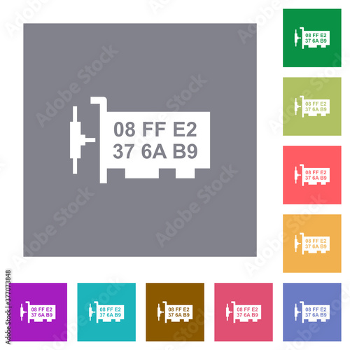 Network mac address square flat icons