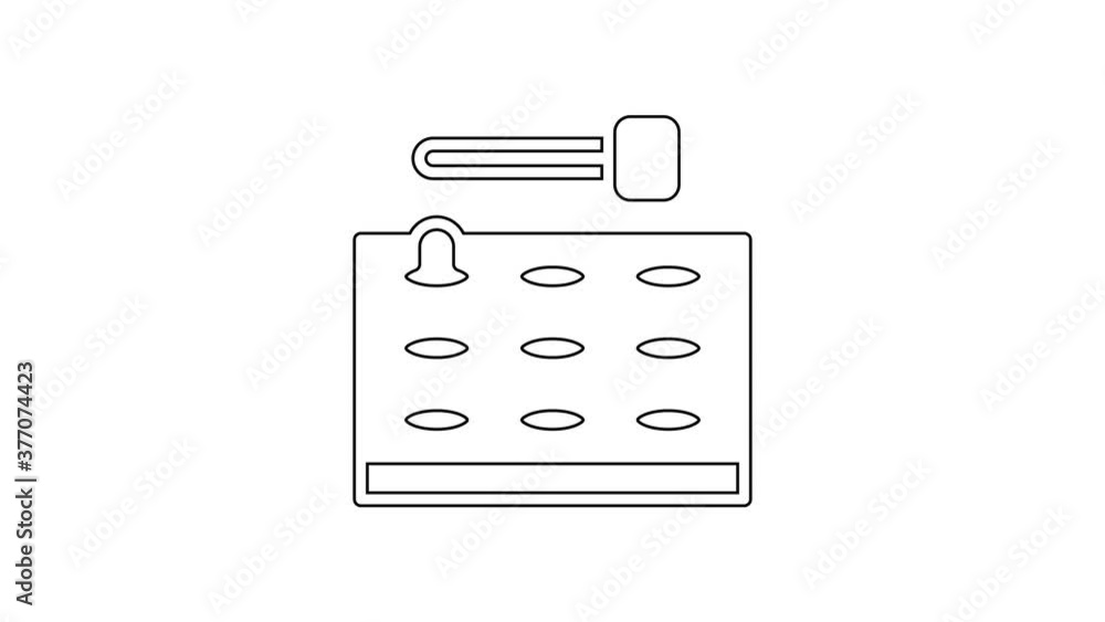 Black line Arcade game machine with hammer icon isolated on white background. Amusement park attraction. 4K Video motion graphic animation. Black line Arcade game machine with hammer icon isolated on white background. Amusement park attraction. 4K Video motion graphic animation.