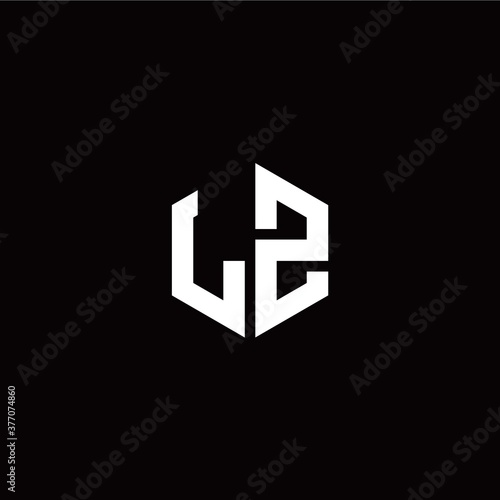 Initial L Z letter with polygon modern style logo template vector