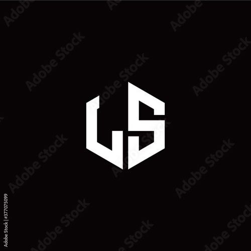 Initial L S letter with polygon modern style logo template vector