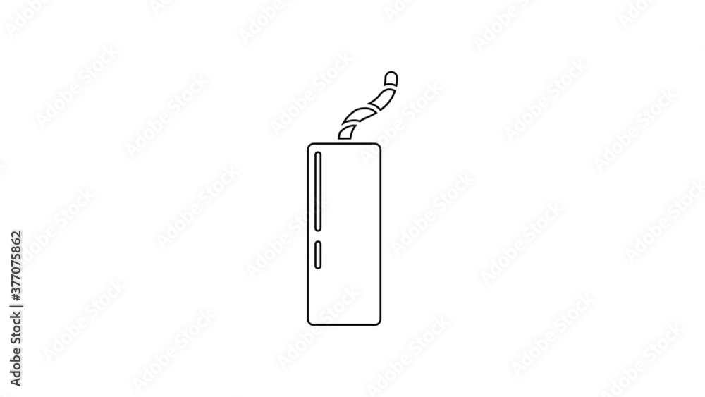 Black line Detonate dynamite bomb stick and timer clock icon isolated on white background. Time bomb - explosion danger concept. 4K Video motion graphic animation. Black line Detonate dynamite bomb stick and timer clock icon isolated on white background. Time bomb - explosion danger concept. 4K Video motion graphic animation.