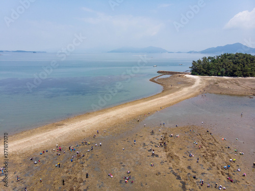 Aeria view of ocean and island