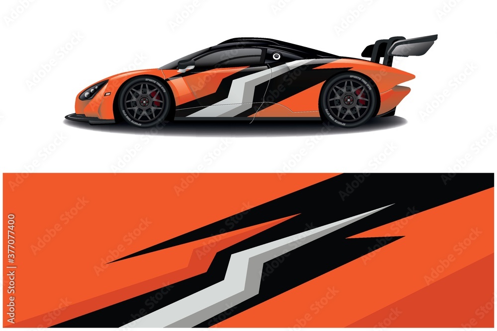 Naklejka premium Sports car wrapping decal design