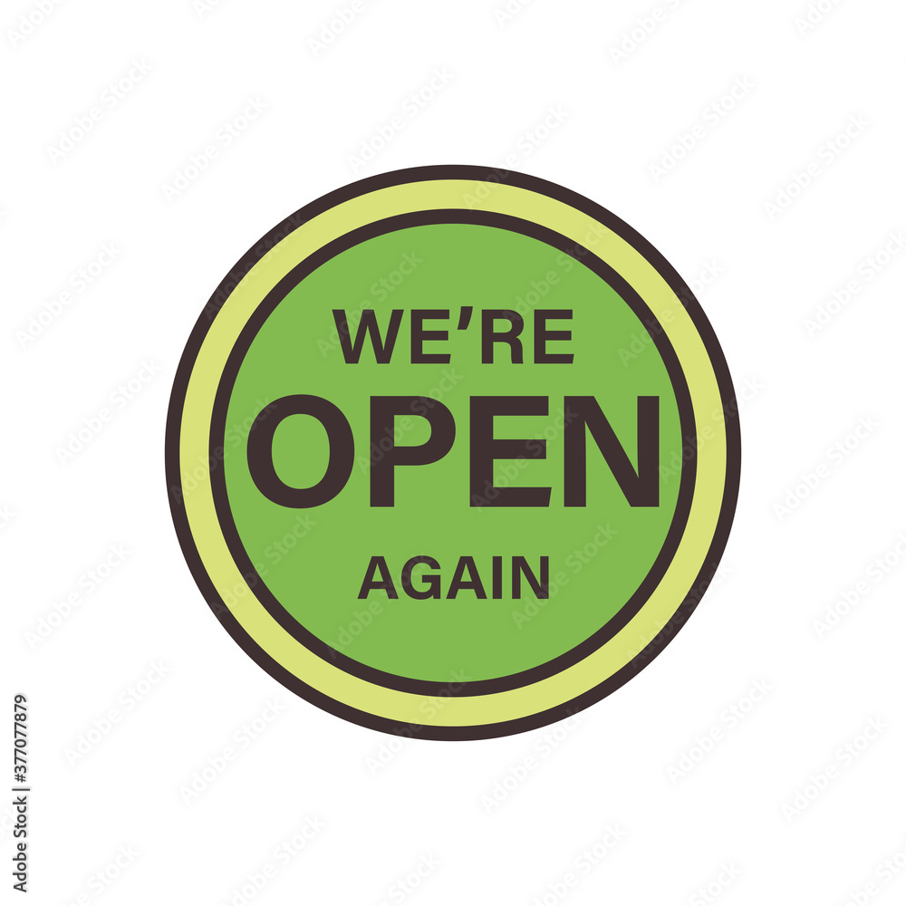 we are open again banner seal stamp line and fill style icon vector design we are open again banner seal stamp line and fill style icon vector design