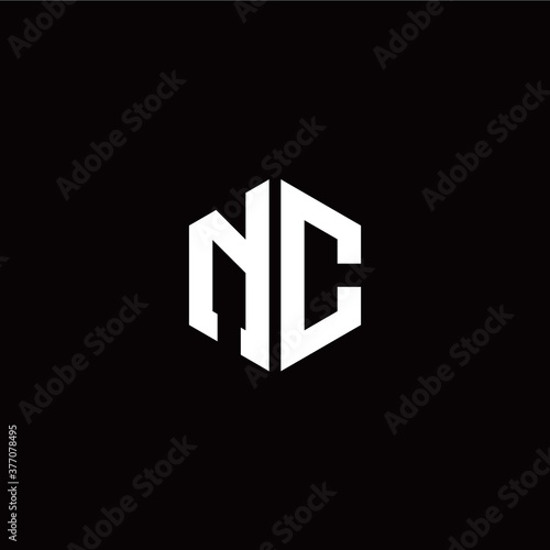 Initial N C letter with polygon modern style logo template vector