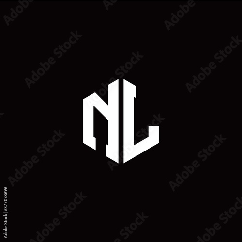 Initial N L letter with polygon modern style logo template vector