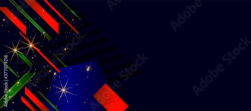 Merry Christmas gold frame vector elegant on dark banner design of sparkling lights garland