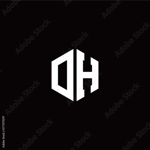 Initial O H letter with polygon modern style logo template vector