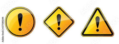 Set of warning signs. Danger icons with exclamation point