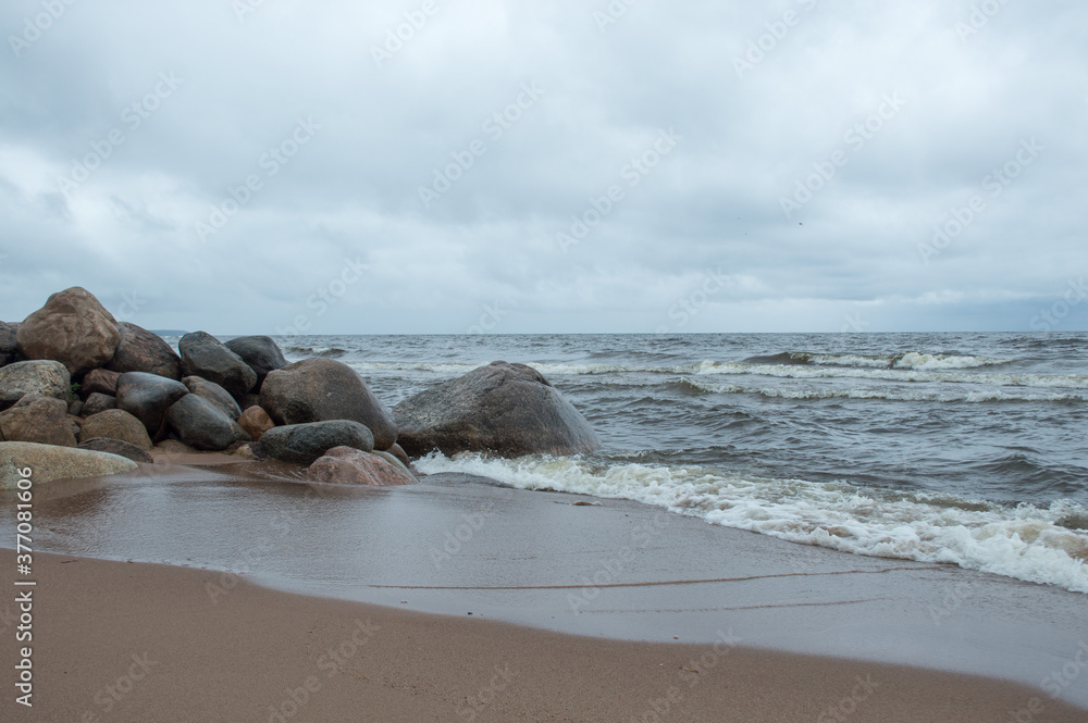 Fototapeta premium sea coast line with big stones