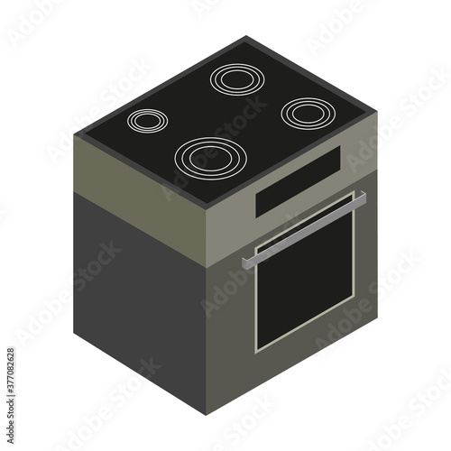 Isometric style icon.Oven, stove for kitchen isolated on white background.Vector illustration for web design.