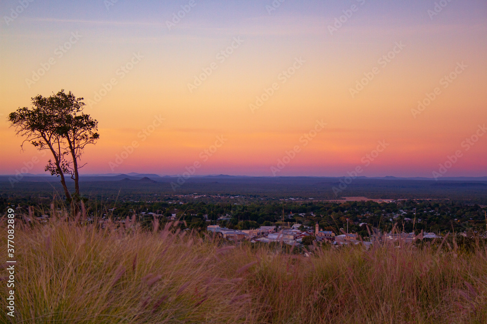 Sunset at lookout with tree, Charters Towers, Queensland, Australia. Sunset at lookout with tree, Charters Towers, Queensland, Australia.