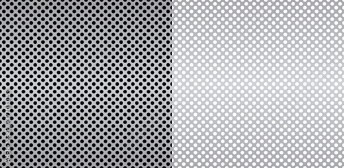 Vector illustration: Two Seamless metal grid patterns on black and white background