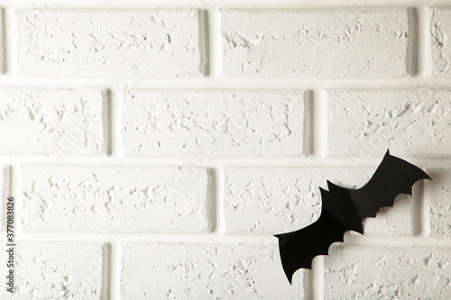 Halloween paper bat on white background. Halloween concept.