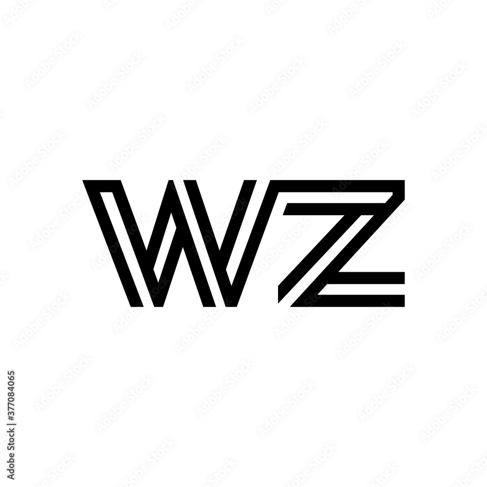 Fototapeta premium initial letter wz line stroke logo modern